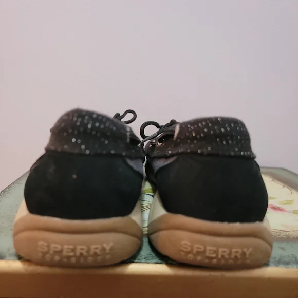 Sperry Black Suede and Canvas  with Metallic Threading Size 7 - Picture 6 of 7
